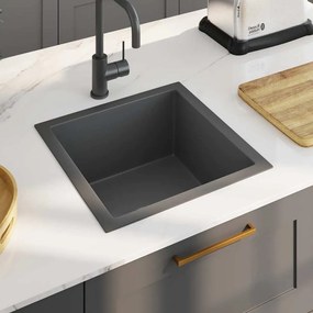 Lavello Da Cucina Lavorato A Mano Nero İn Acciaio Inox /