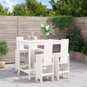 Set bar da giardino 5 pz bianco in legno massello di pino