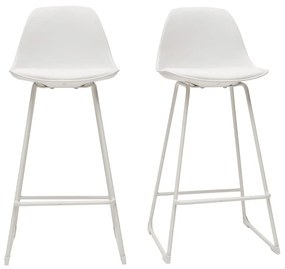 Set di 2 sgabelli da bar design bianchi piedi metallo 65 cm FRANZ