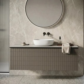 Mobile da bagno sospeso sotto lavabo Pixel grid 1 cassetto L 120 x H 40 x P 45.5 cm grigio laccato carbone opaco, maniglia alluminio nero opaco