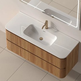 Mobile bagno cannettato 120 cm con lavabo in ceramica | KAM-NORTH-120C - KAMALU