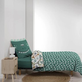 Set copripiumino e federa da bambini bianco/verde in cotone per letto singolo 140x200 cm Dina – douceur d'intérieur