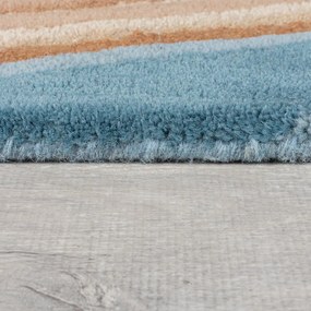 Tappeto blu in lana tessuto a mano 160x230 cm Abstract Flow - Flair Rugs