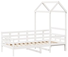 Dormeuse con tetto 90x190 cm bianco in legno massello di pino