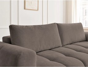 Divano grigio tortora allungabile e con contenitore rivestito in ciniglia 251 cm Fuji – Bobochic Paris
