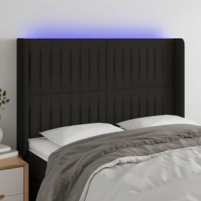 Testiera A Led Nera 147x16x118/128 Cm İn Tessuto /