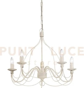 Corte lampadario sospeso bianco antichizzato 5 luci attacco e14