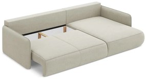 Divano angolare color crema allungabile/con contenitore (con penisola a destra) Nanea – Makamii