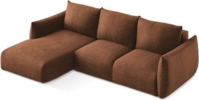Divano angolare color terracotta allungabile (con penisola a sinistra/con chaise lounge) Leila – Makamii