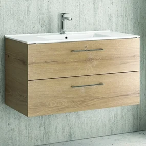 Kamalu - Mobile bagno 90 cm lavabo incasso e due cassetti NEL-90