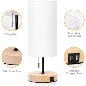 Aigostar - Lampada da tavolo con porta USB 1xE27/40W/230V beige