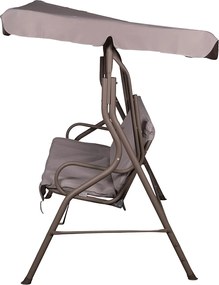 Dondolo da Giardino 3 Posti 170x110x160 cm con Tetto Parasole in Acciaio e Poliestere Tortora...