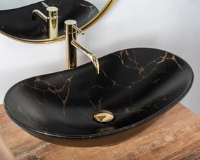 Lavabo da appoggio Rea Royal 60 Black Marble Mat