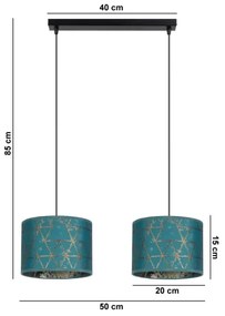 Lampadario su corda REZO 2xE27/60W/230V turchese