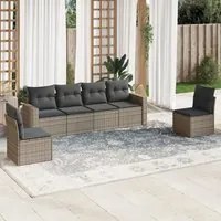 Set Divano da Giardino 6 pz con Cuscini Grigio in Polyrattan 3251147