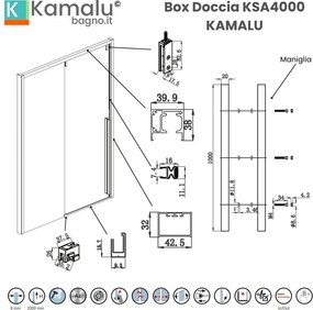 Doccia nicchia oro rosa 140cm scorrevole altezza 200cm | KSA4000G - KAMALU