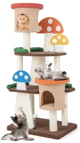 Costway Albero per gatti 4 in 1 con 2 condo e piattaforme, Torre multilivello per gatti con pali e tiragraffi in sisal Colorato