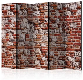 Paravento separè Epoca dei Mattoni II - muro di mattoni arancioni e cemento grigio