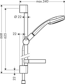 Asta vasca doccia 65 cm Vario con portasapone Hansgrohe Croma 100