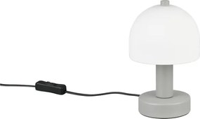 Lampada da tavolo grigia con paralume in vetro (altezza totale 19 cm) Glenn – Trio