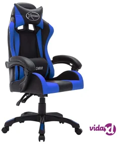 vidaXL Sedia da Gaming con Luci a LED RGB Blu e Nera in Similpelle