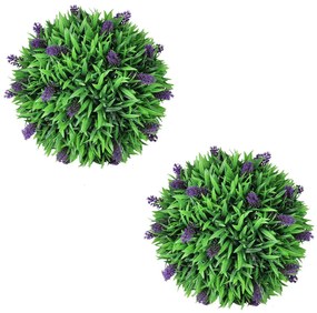 Set Palle Di Bosso Artificiale 2 Pz Con Lavanda 30 Cm /
