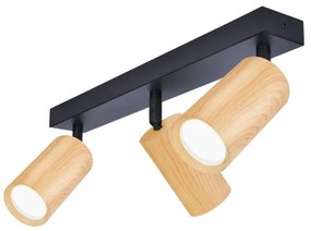 Brilagi - Faretto SELE 3xGU10/30W/230V nero/decorazioni in rovere