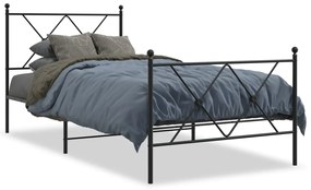 Giroletto Con Testiera E Pediera Metallo Nero 90x190 Cm /