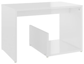 Tavolino bianco lucido 59x36x38 cm in legno multistrato