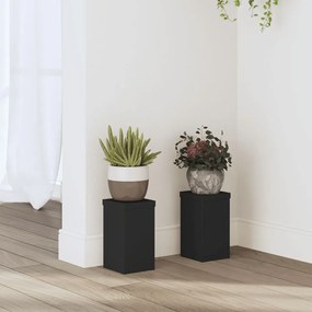 Supporti Per Piante 2 Pz Neri 10x10x18 Cm Legno Multistrato /
