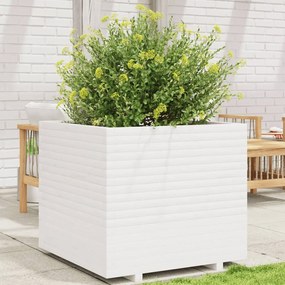 Fioriera Da Giardino Bianca 80x80x72 Cm Legno Massello Di Pino /
