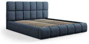 Letto matrimoniale imbottito blu scuro con contenitore a griglia 180x200 cm Bellis - Micadoni Home