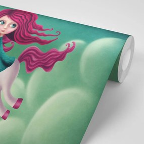Carta da parati – Bambina con unicorno