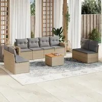 Set Divano da Giardino 9 pz con Cuscini Beige Misto Polyrattan 3256857