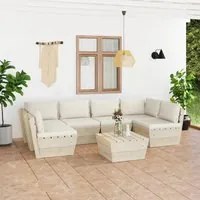 Set Divani da Giardino su Pallet 7 pz con Cuscini Legno Abete cod mxl 52487