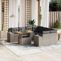 Set Divano da Giardino 9 pz con Cuscini Grigio in Polyrattan 3272565