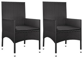 Set Divani da Giardino 4 pz con Cuscini Nero in Polyrattan