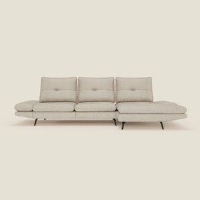 Ardex Divano con penisola - schienali traslanti e braccioli regolabili in elegante tessuto impermeabile T06 panna