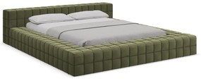 Letto matrimoniale imbottito verde con griglia 160x200 cm Akela - Makamii