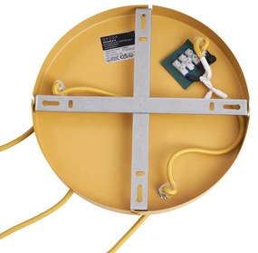 Lampada a sospensione retrò giallo senape con vetro opaco 3 luci - Fedde