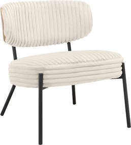 Poltrona in velluto a coste color crema con poggiapiedi Jerry - Støraa