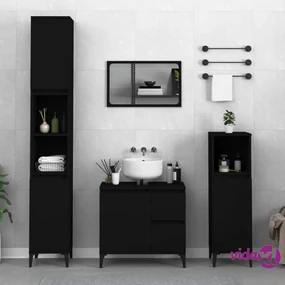 3 pz Set Mobili da Bagno，Armadietto da bagno，Mobiletto Bagno Rovere Fumo in  Legno Multistrato