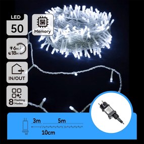 Aigostar - Catena LED da esterno 50 LED/8 funzioni 8 m IP44 bianco freddo