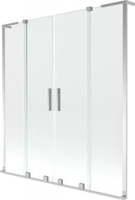 Mexen Velar L Duo paravento da vasca da bagno a 2 ante scorrevoli 140 x 150 cm, trasparente, cromo - 896-140-003-02-01