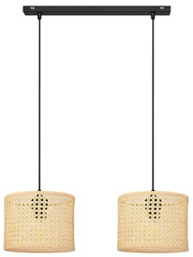 Lampadario a sospensione con filo ALBA 2xE27/15W/230V rattan/nero