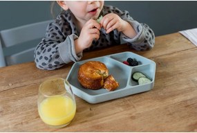 Piatto per bambini blu in silicone 16x25 cm – Kindsgut