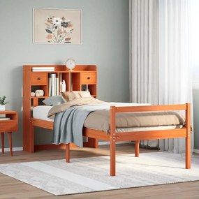 Letto Libreria Senza Materasso Marrone Cera 75x190 Cm İn Pino /
