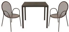 INDEX - set tavolo in alluminio cm 80 x 80 x 73h con 2 poltrone Maris