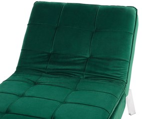 Chaise longue regolabile in velluto verde smeraldo LOIRET Beliani