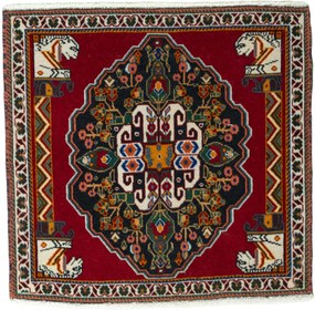 Shiraz Tappeto 60x70 Rosso (Iran) Annodato A Mano